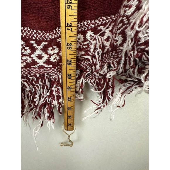 AZ Cape Poncho With Sleeves Red With Boho Aztec Design - Picture 10 of 11